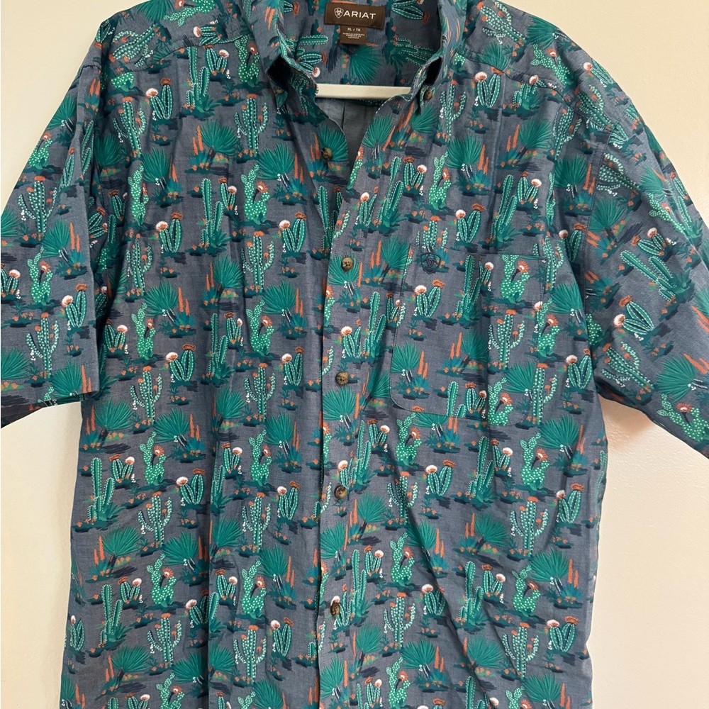 Ariat Men's Green Cactus Print Shirt
